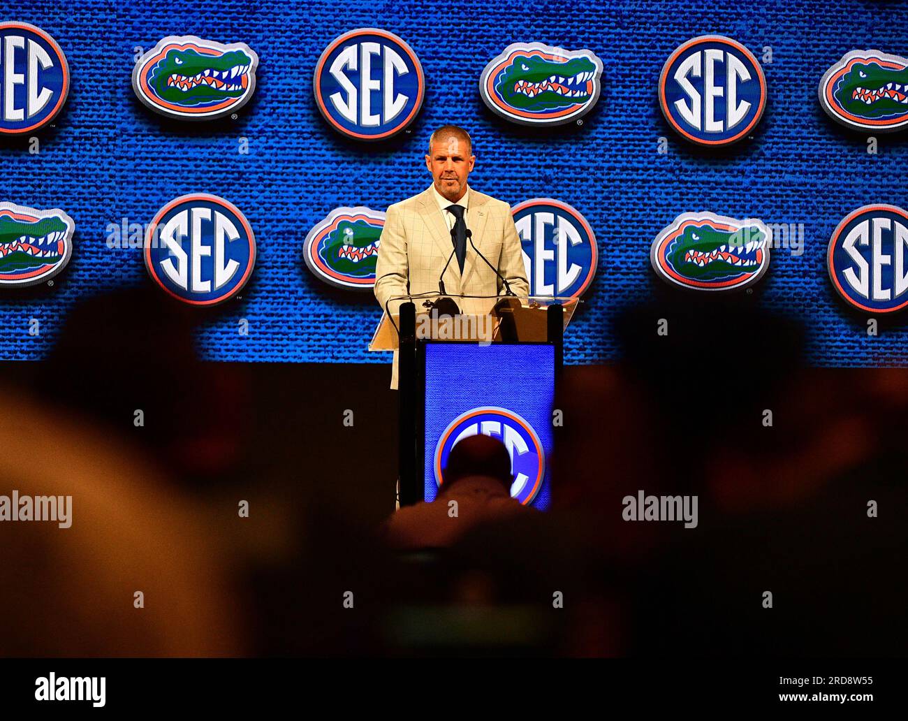 Nashville, Tennessee, USA. 19th July, 2023. Florida Gators head football coach BILLY NAPIER speaks with the media at the SEC Football Media Days in Nashville. (Credit Image: © Camden Hall/ZUMA Press Wire) EDITORIAL USAGE ONLY! Not for Commercial USAGE! Stock Photo