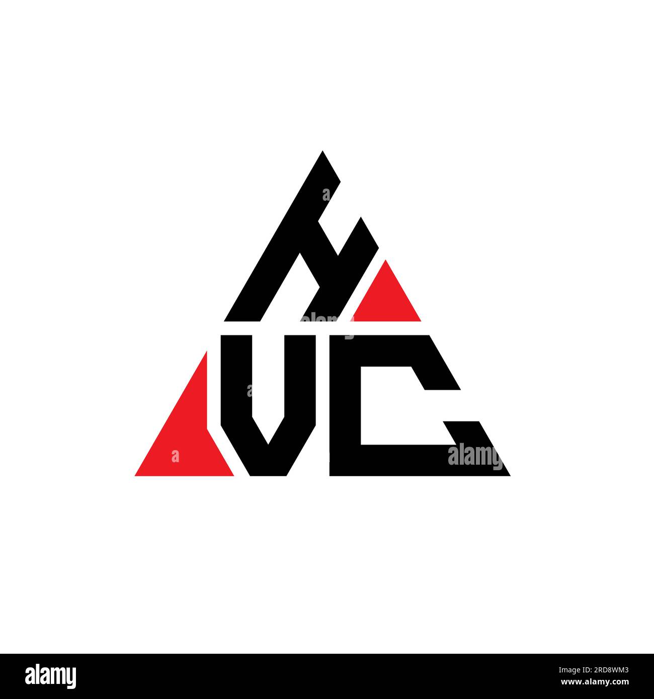 HVC triangle letter logo design with triangle shape. HVC triangle logo design monogram. HVC triangle vector logo template with red color. HVC triangul Stock Vector