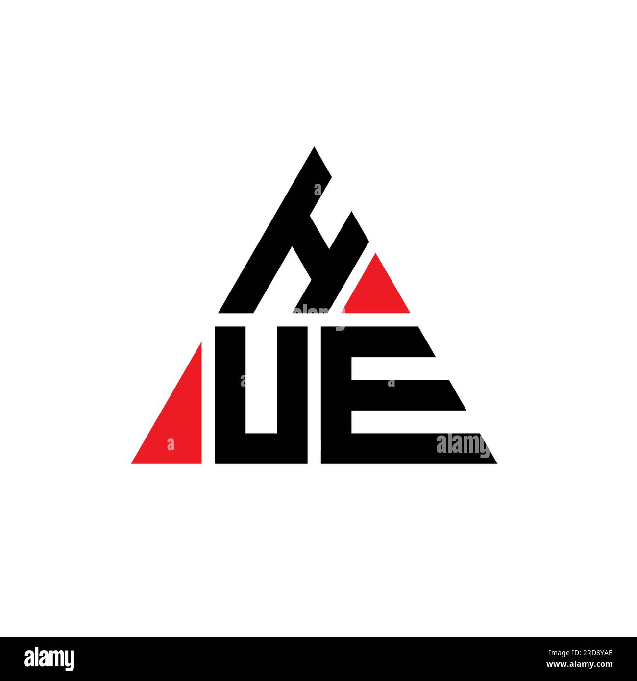 HUE triangle letter logo design with triangle shape. HUE triangle logo design monogram. HUE triangle vector logo template with red color. HUE triangul Stock Vector