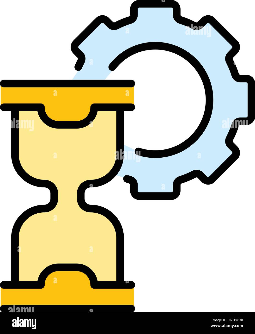 Gear sandglass icon outline vector. Hourglass clock. Sand time color flat Stock Vector