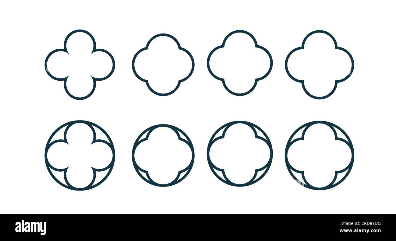 Quatrefoil symbol set. Quatrefoil geometric shape. Vector Stock Vector