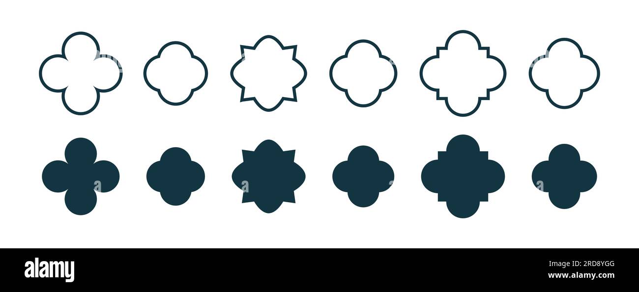 Quatrefoil symbol set. Quatrefoil geometric shape. Vector Stock Vector