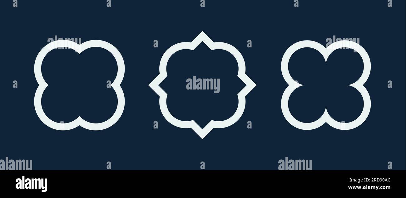 Quatrefoil symbol set. Quatrefoil geometric shape. Vector Stock Vector