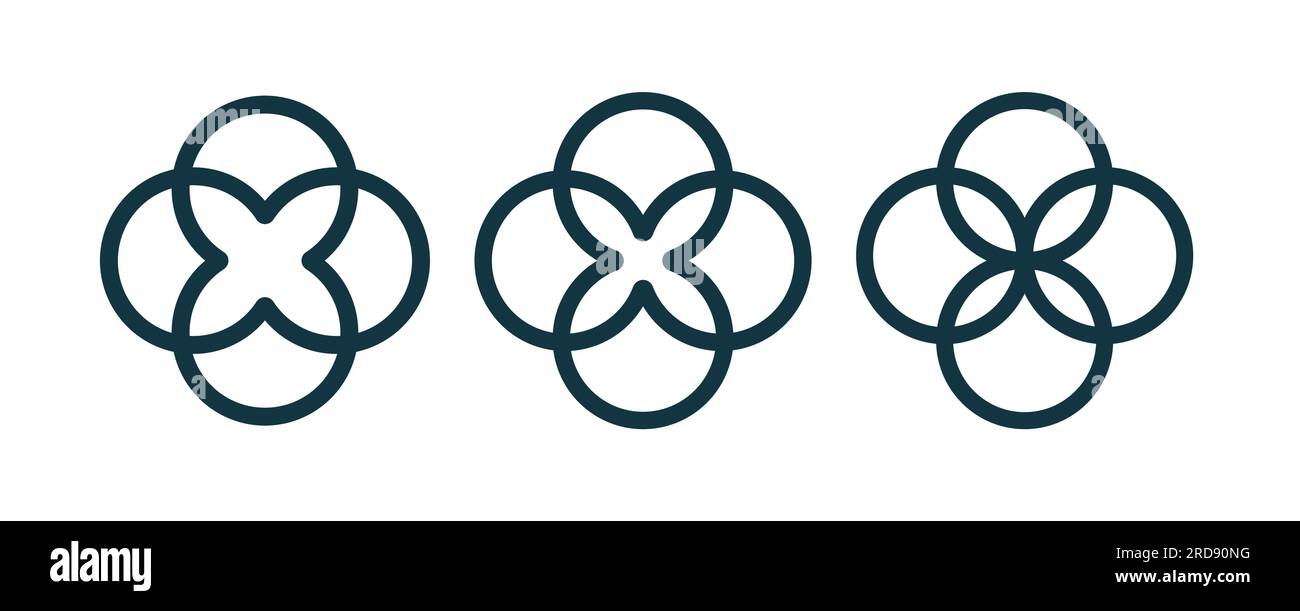 Outline quatrefoil symbol set. Gothic or christian old symbol. Classic traditional decorative