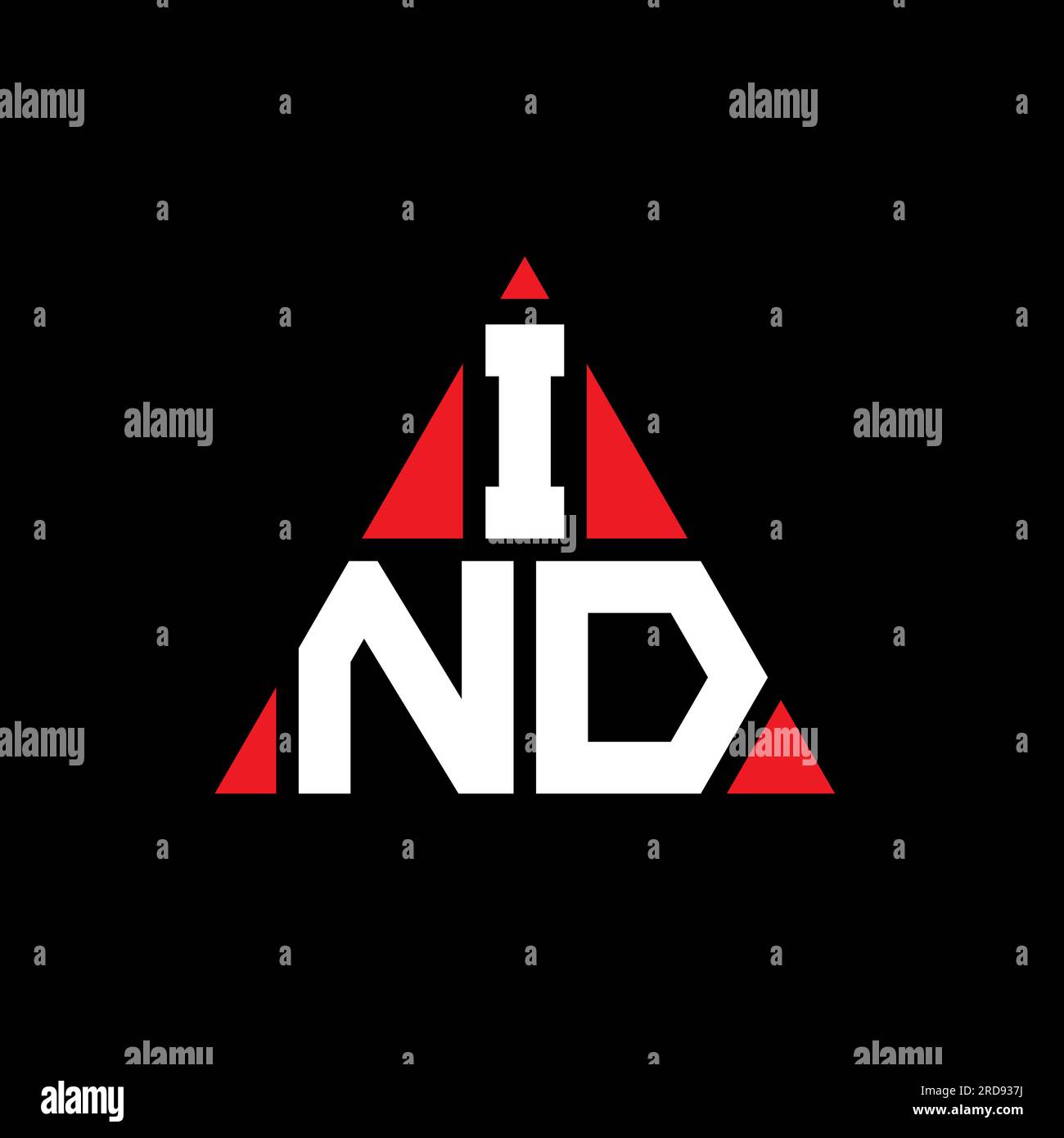 IND triangle letter logo design with triangle shape. IND triangle logo design monogram. IND triangle vector logo template with red color. IND triangul Stock Vector