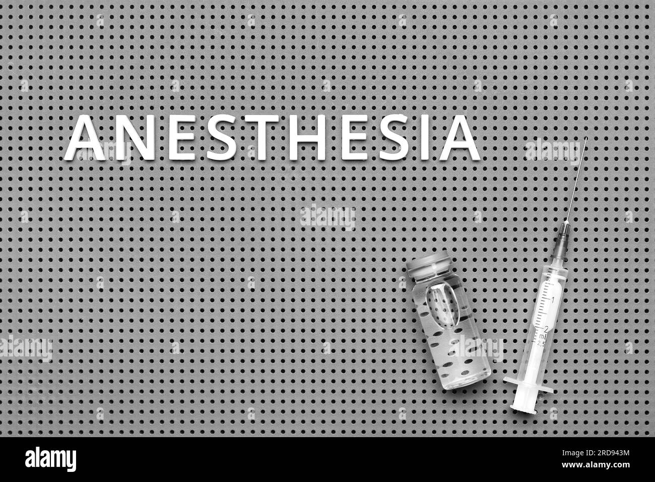 Word ANESTHESIA with ampule and syringe on board Stock Photo Alamy