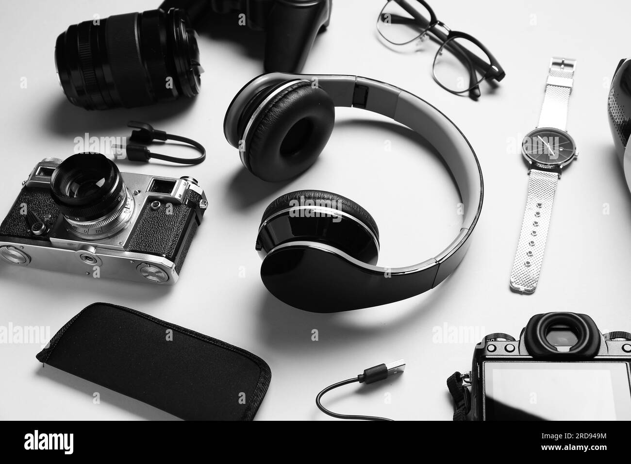 Set of different devices on white background Stock Photo - Alamy