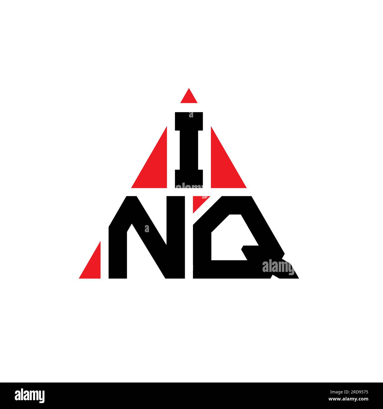 INQ triangle letter logo design with triangle shape. INQ triangle logo design monogram. INQ triangle vector logo template with red color. INQ triangul Stock Vector