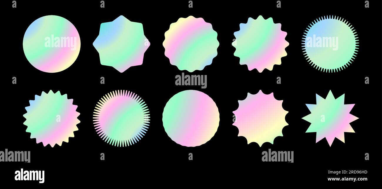 Set of holographic shapes. Metal foil sticker Stock Vector Image & Art ...