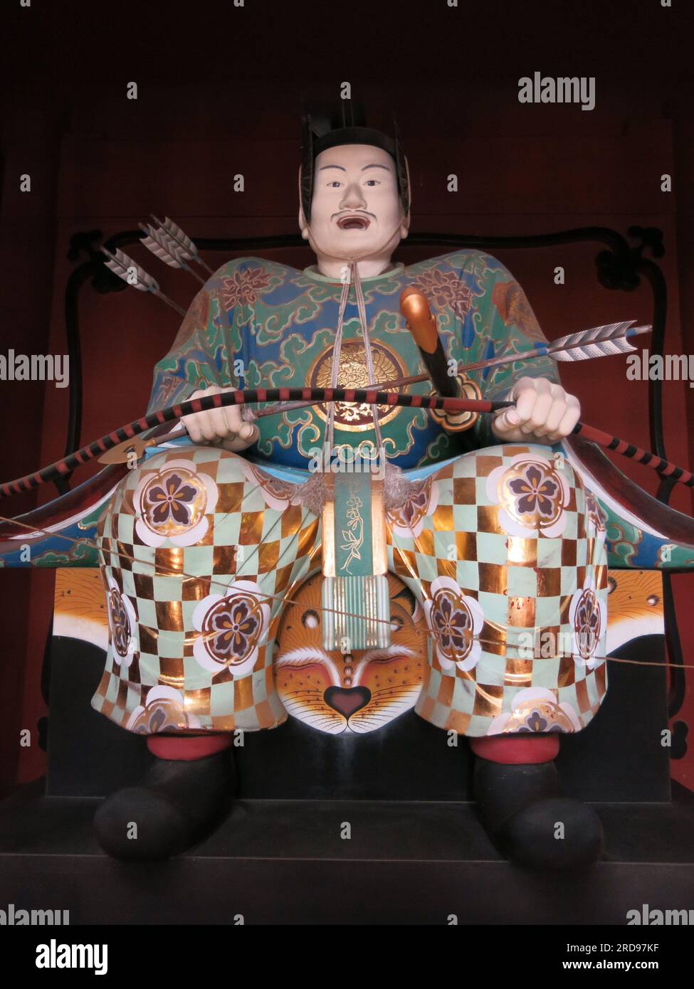 Japanese warrior statue with bow & arrows at the Romon Gate entrance to