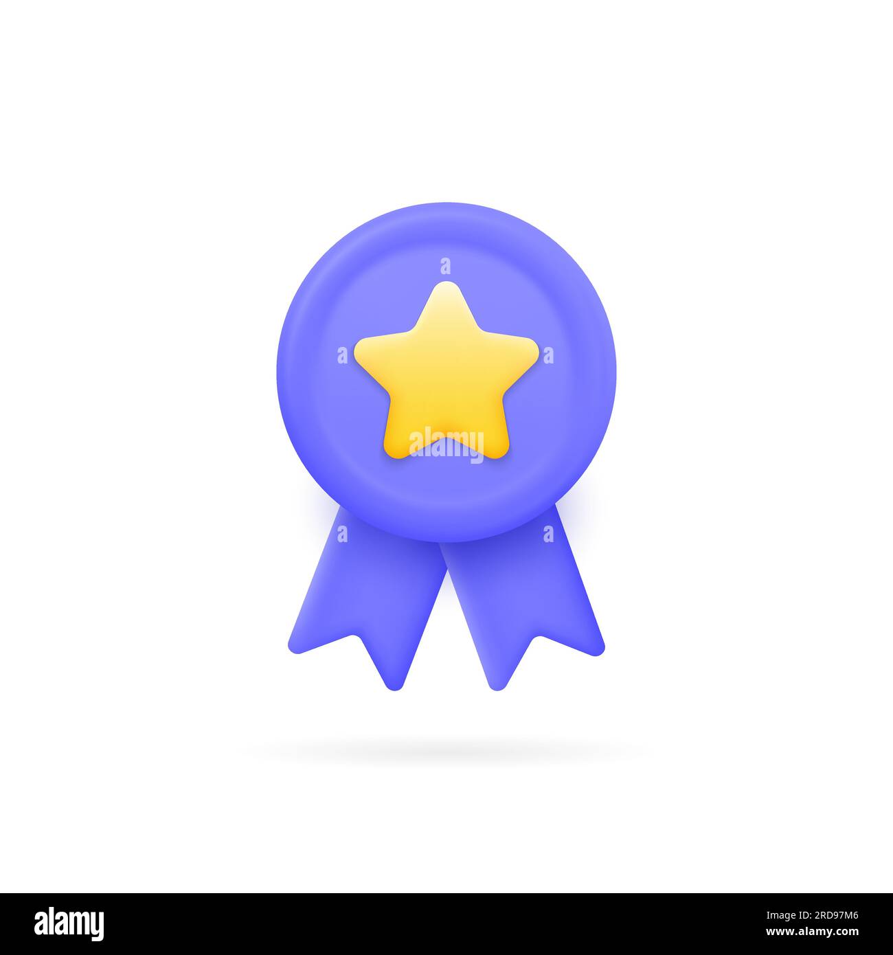 3d badge with ribbons and a star. premium quality mark. vector illustration isolated on white background. Stock Vector