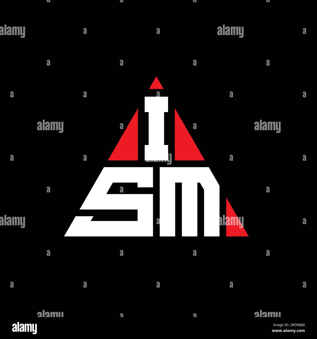 ISM triangle letter logo design with triangle shape. ISM triangle logo design monogram. ISM triangle vector logo template with red color. ISM triangul Stock Vector