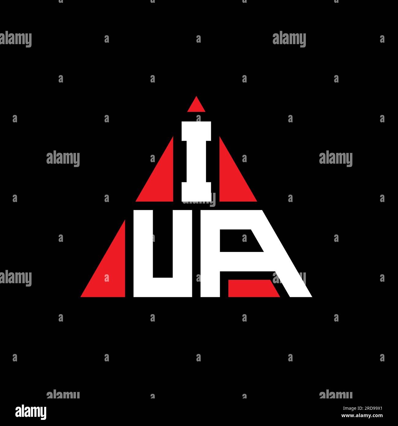 IUA triangle letter logo design with triangle shape. IUA triangle logo design monogram. IUA triangle vector logo template with red color. IUA triangul Stock Vector