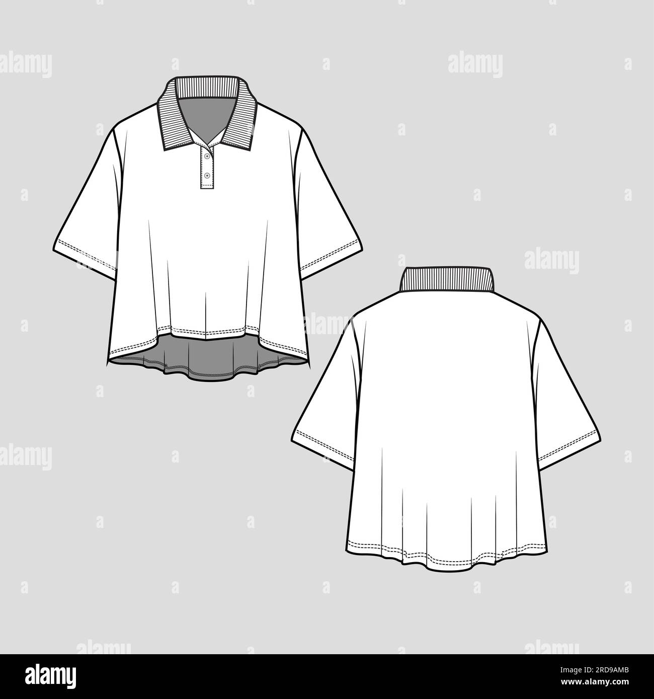 Set Of Technical Sketch Polo T Shirt Design Template Stock Illustration -  Download Image Now - iStock