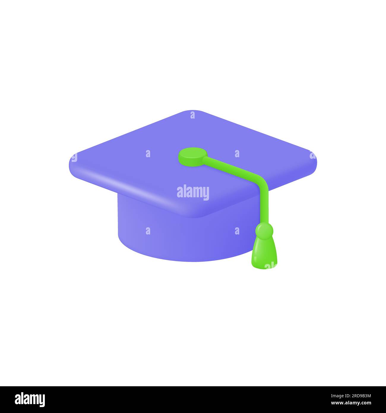 3d college cap icon in cartoon style. the concept of getting education, university, getting diplomas. vector illustration isolated on white background Stock Vector