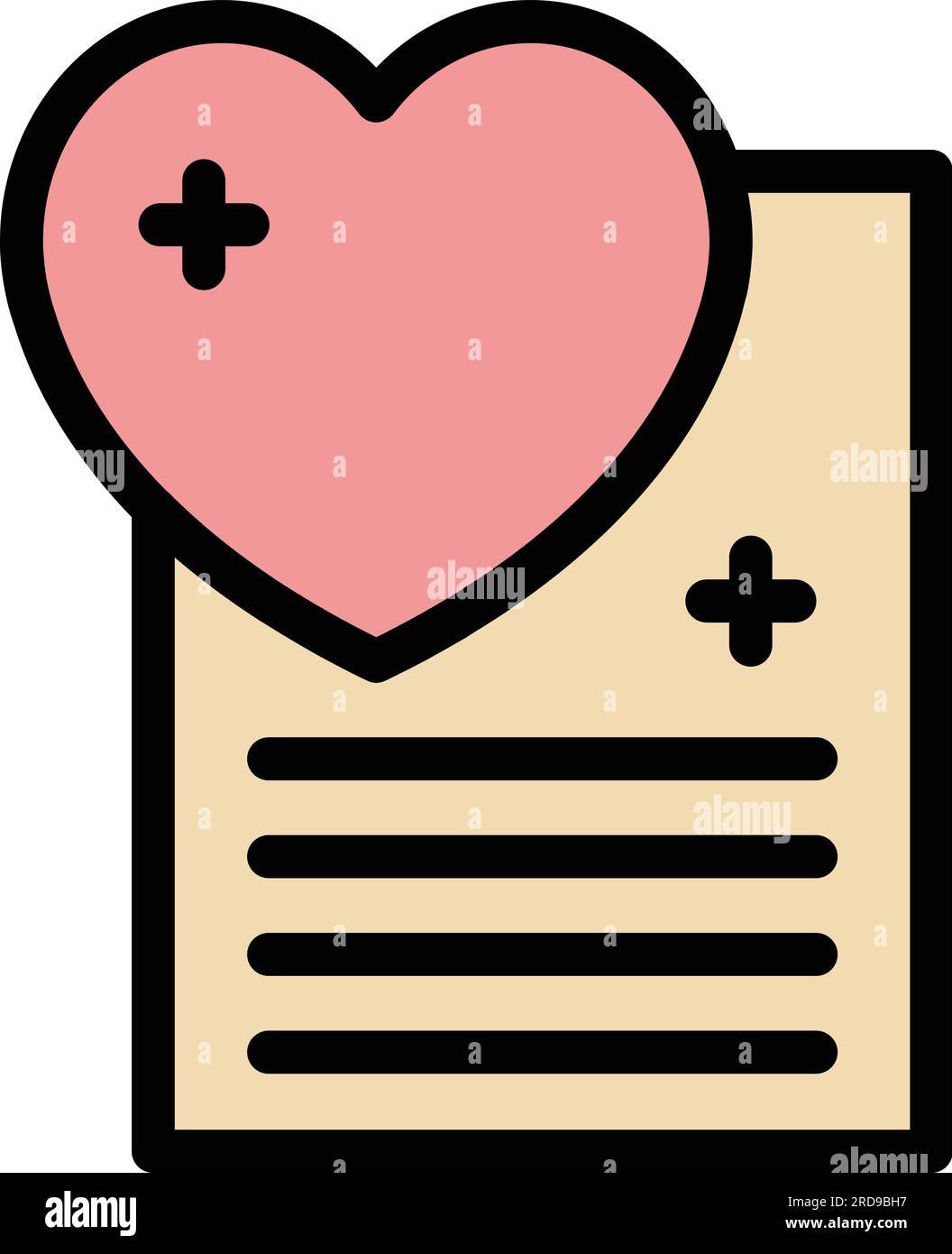 Heart health paper icon outline vector. Medical card. Hospital pictogram color flat Stock Vector