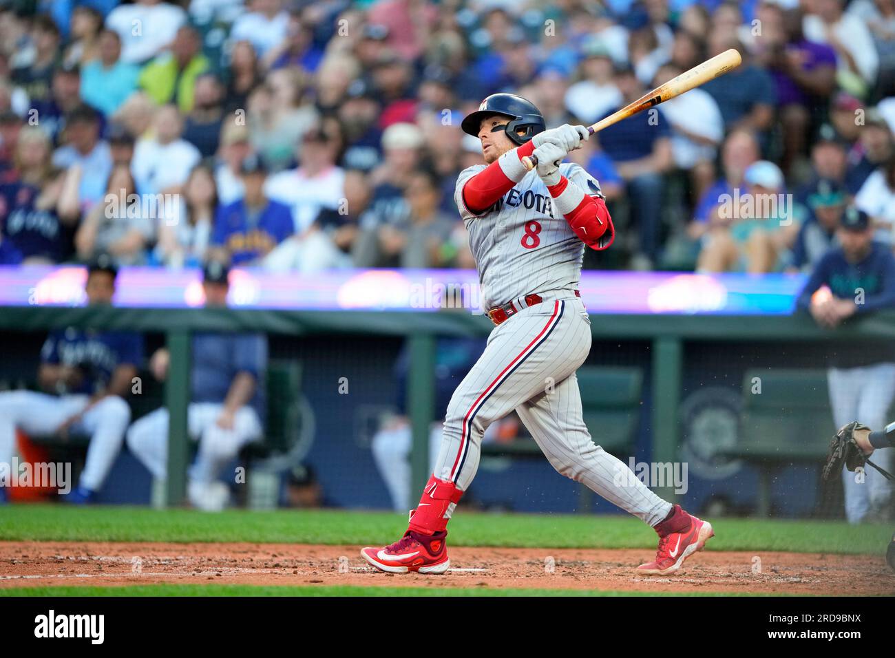 Minnesota Twins catcher Christian Vazquez looks on in between batters  against the Seattle Mariners during a baseball game, Tuesday, July 18,  2023, in Seattle. (AP Photo/Lindsey Wasson Stock Photo - Alamy