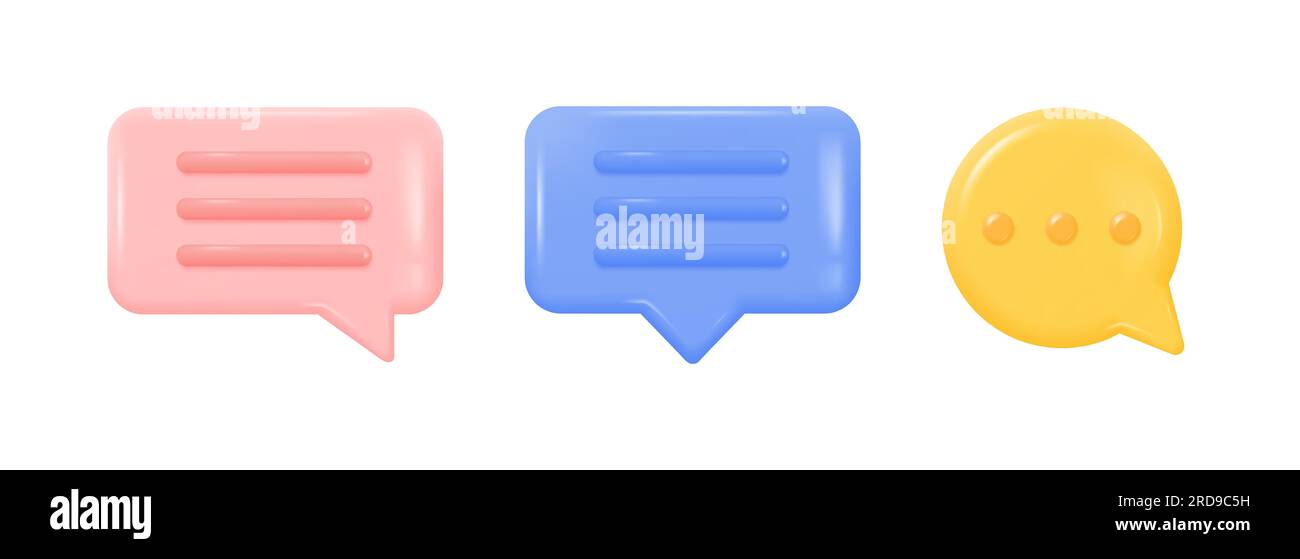 3d speech bubble icons in cartoon style. message notification icon. the ...