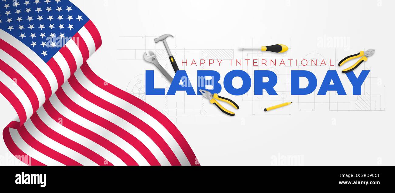 advertising banner or poster template with USA flag for labor day ...