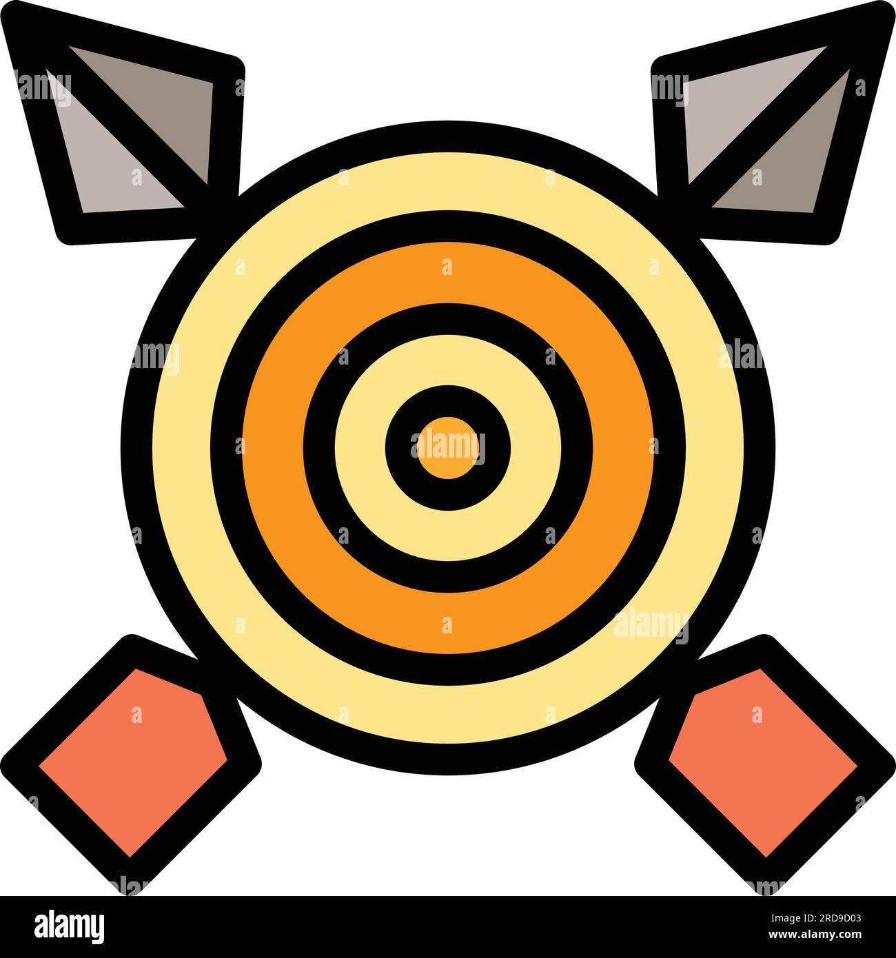 Dart board icon outline vector. Target arrow. Bullseye arrow color flat