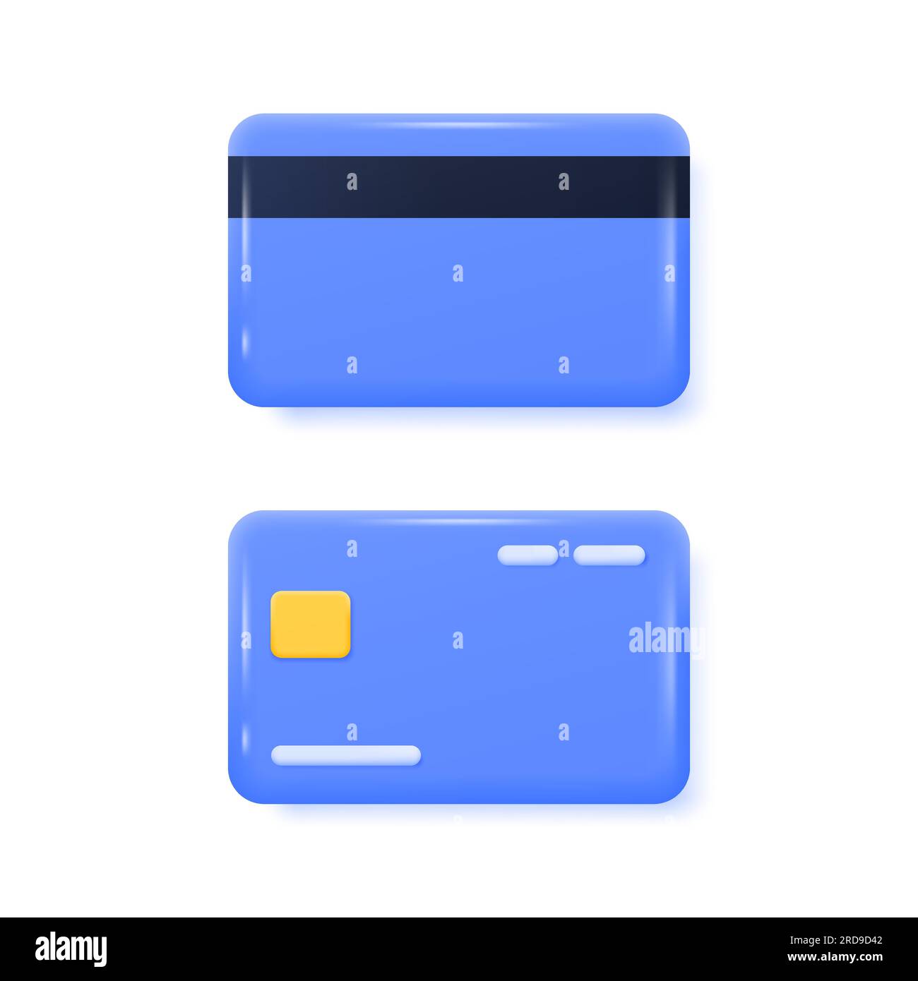credit card front and back view. vector realistic 3d illustration isolated on white background. Stock Vector
