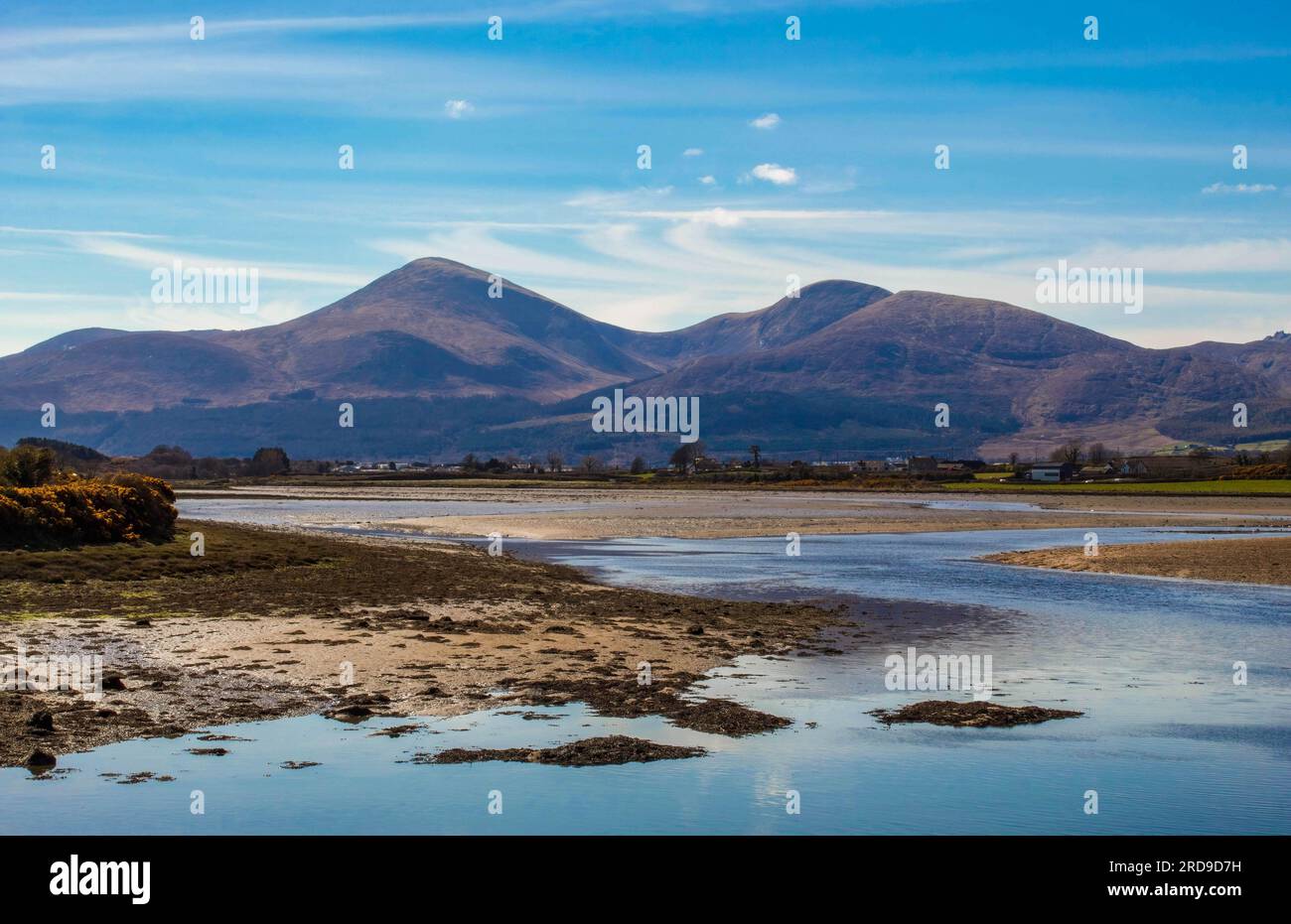 Slieve Donard in the Mourne Mountains taken from Dundrum Bay, Northern Ireland Stock Photo