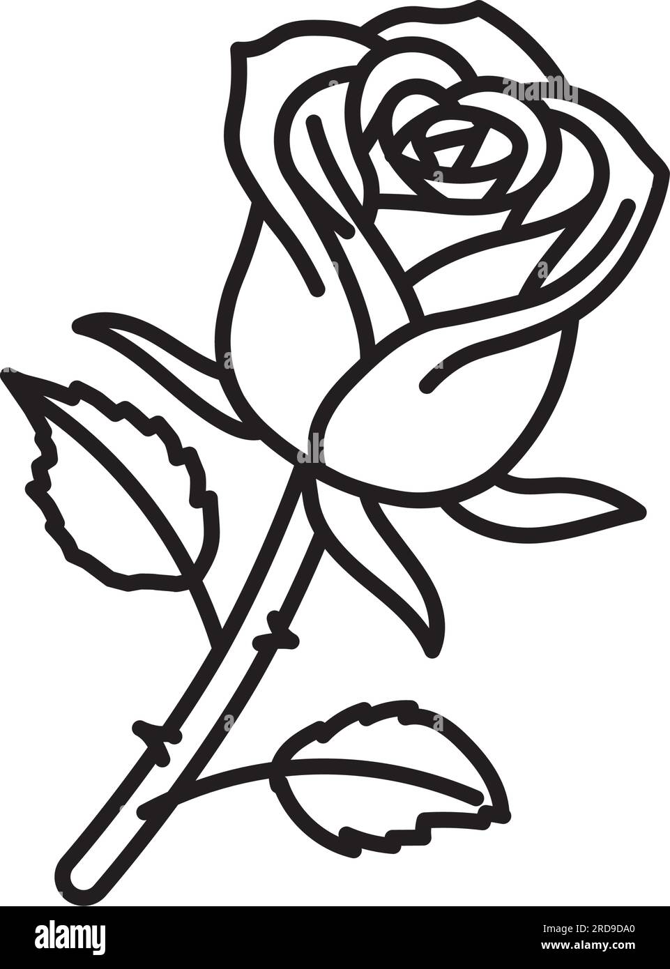 Rose blossom vector line icon for Red Rose Day on June 12 Stock Vector