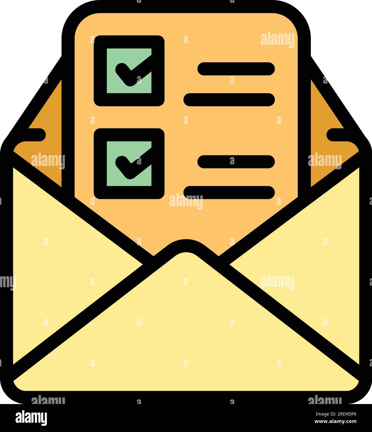 Voting checklist icon outline vector. Check tick. Document mark color ...