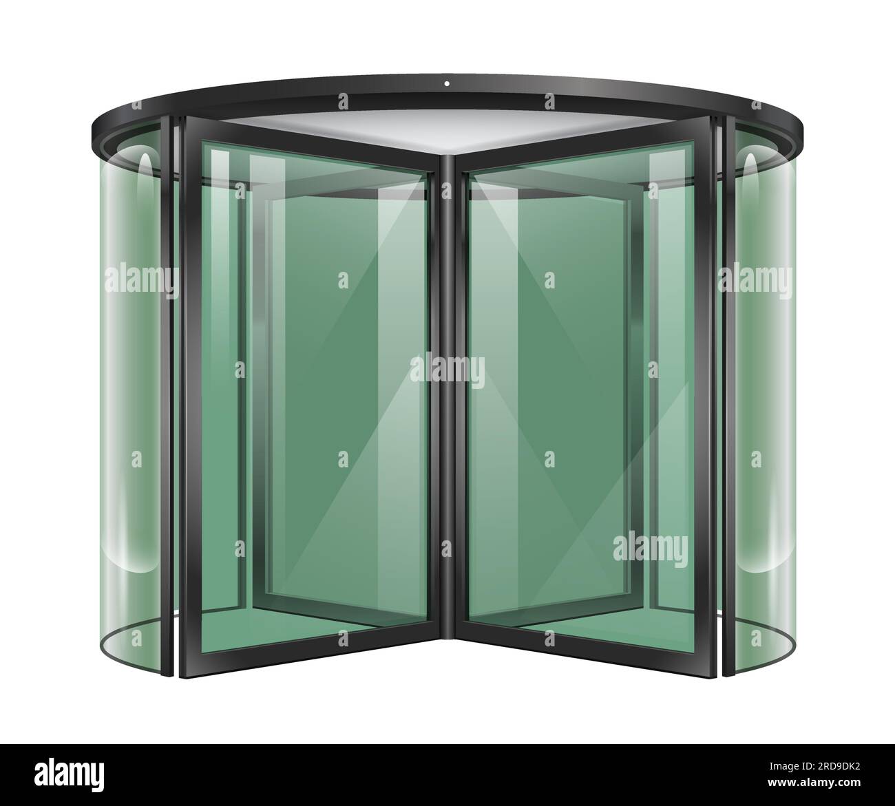 Revolving round door shopping center Stock Vector