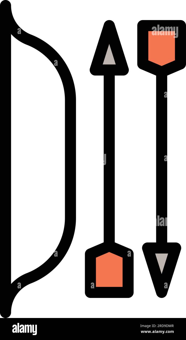 Archer bow weapon icon outline vector. Archery arrow. Archery target color flat Stock Vector