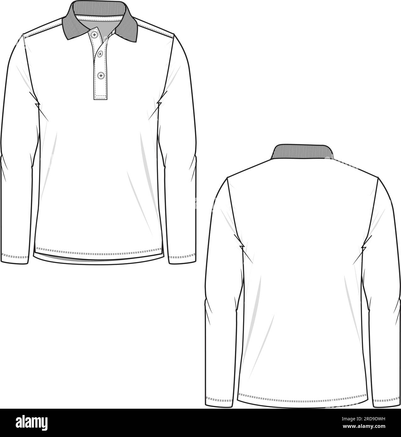 Regular polo  Long Sleeve T-shirt Template Flat Sketch vector Stock Vector