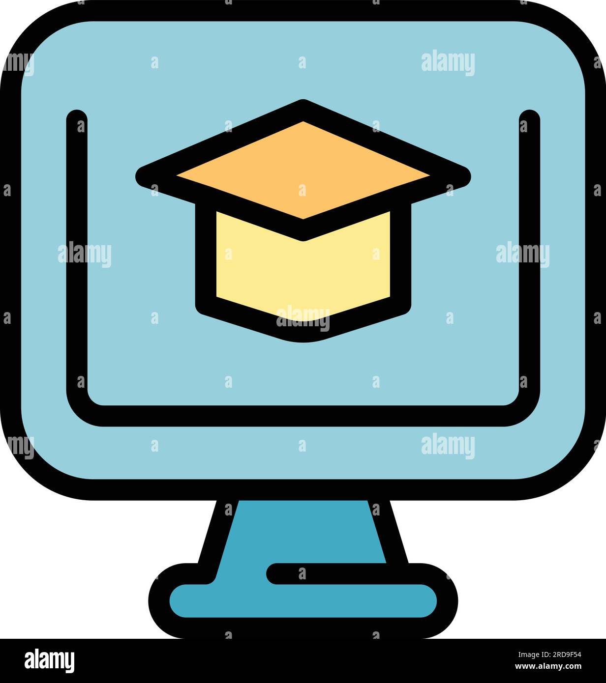 Monitor learning icon outline vector. School training. Learn online color flat Stock Vector