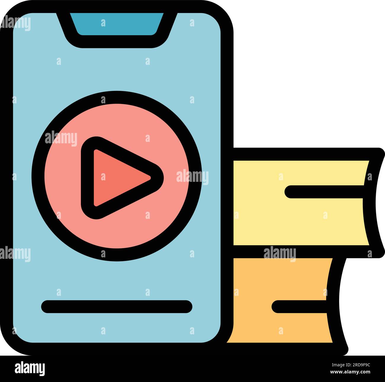 Smartphone lesson icon outline vector. Digital study. Online student color flat Stock Vector