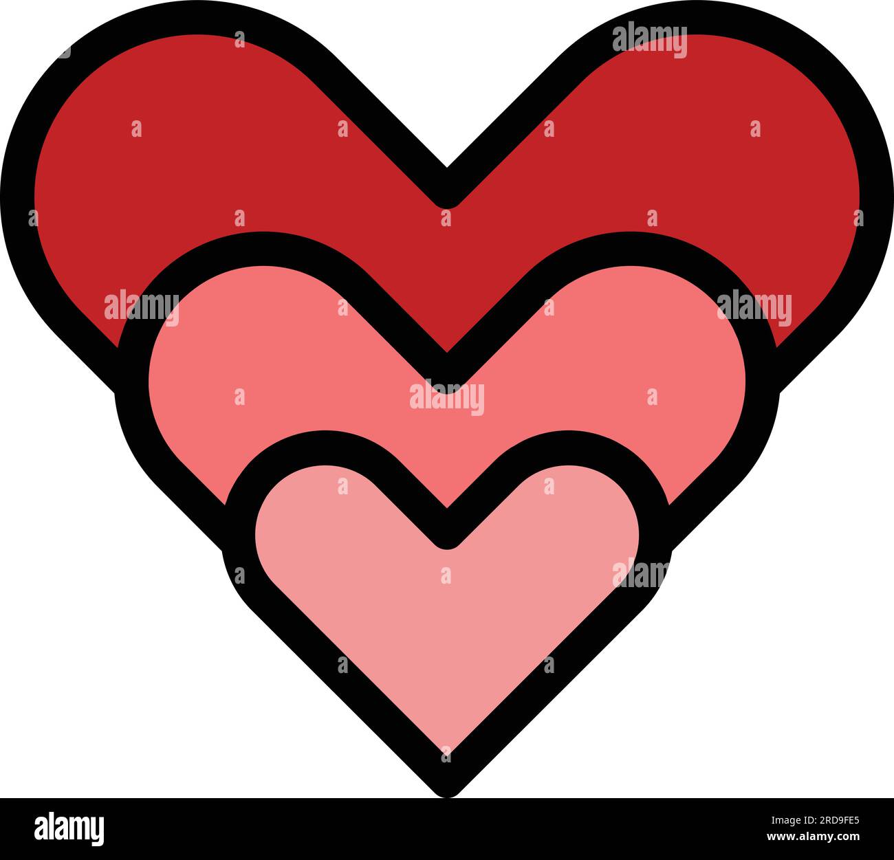 Hearts in love icon outline vector. Heart shape. Happy valentine color flat Stock Vector