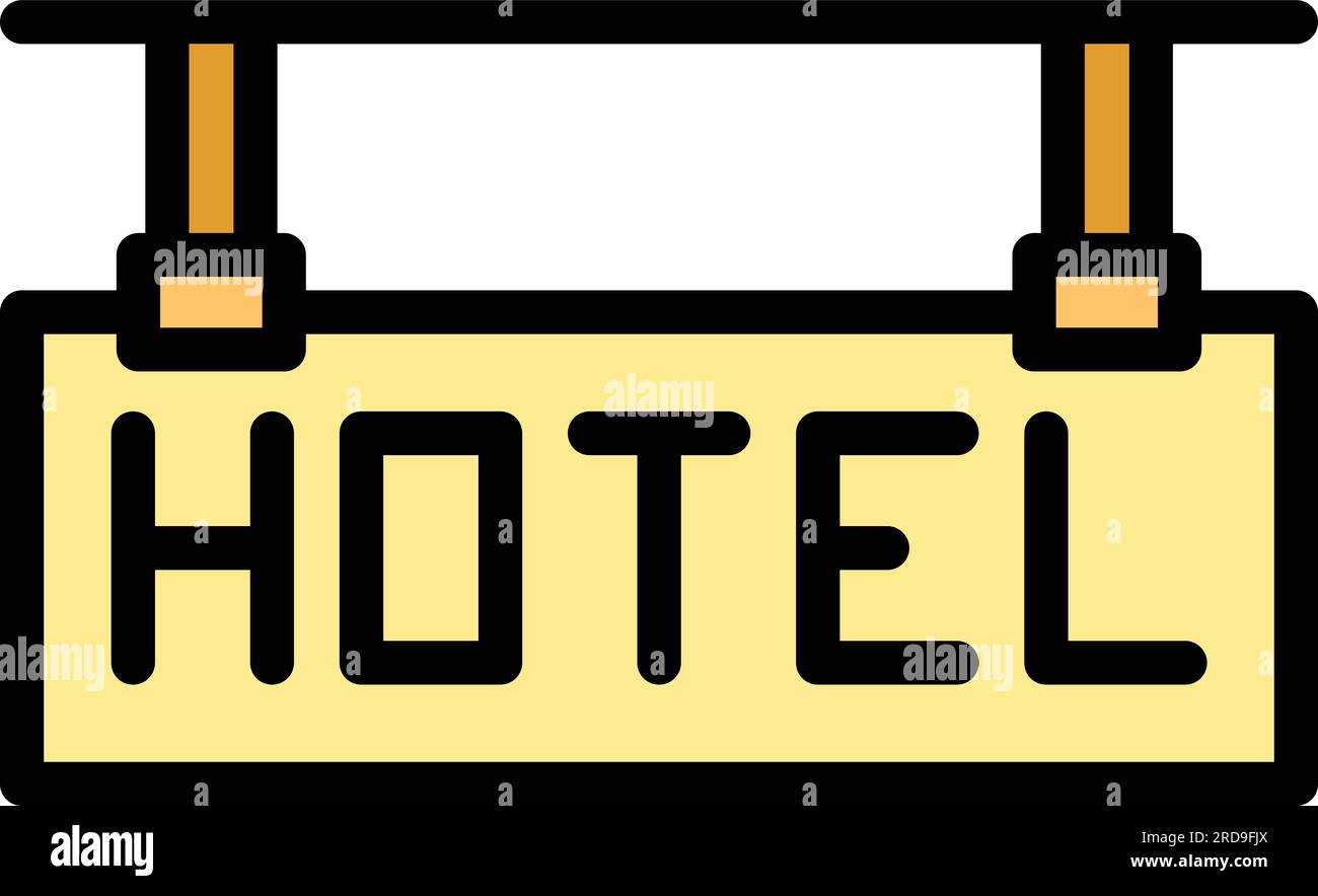 Tourist hotel icon outline vector. Travel tourism. Holiday book color flat Stock Vector