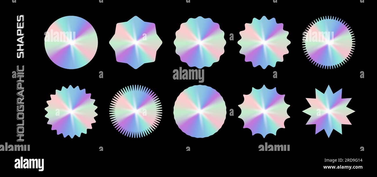 Set of holographic shapes. Metal foil sticker Stock Vector Image & Art ...
