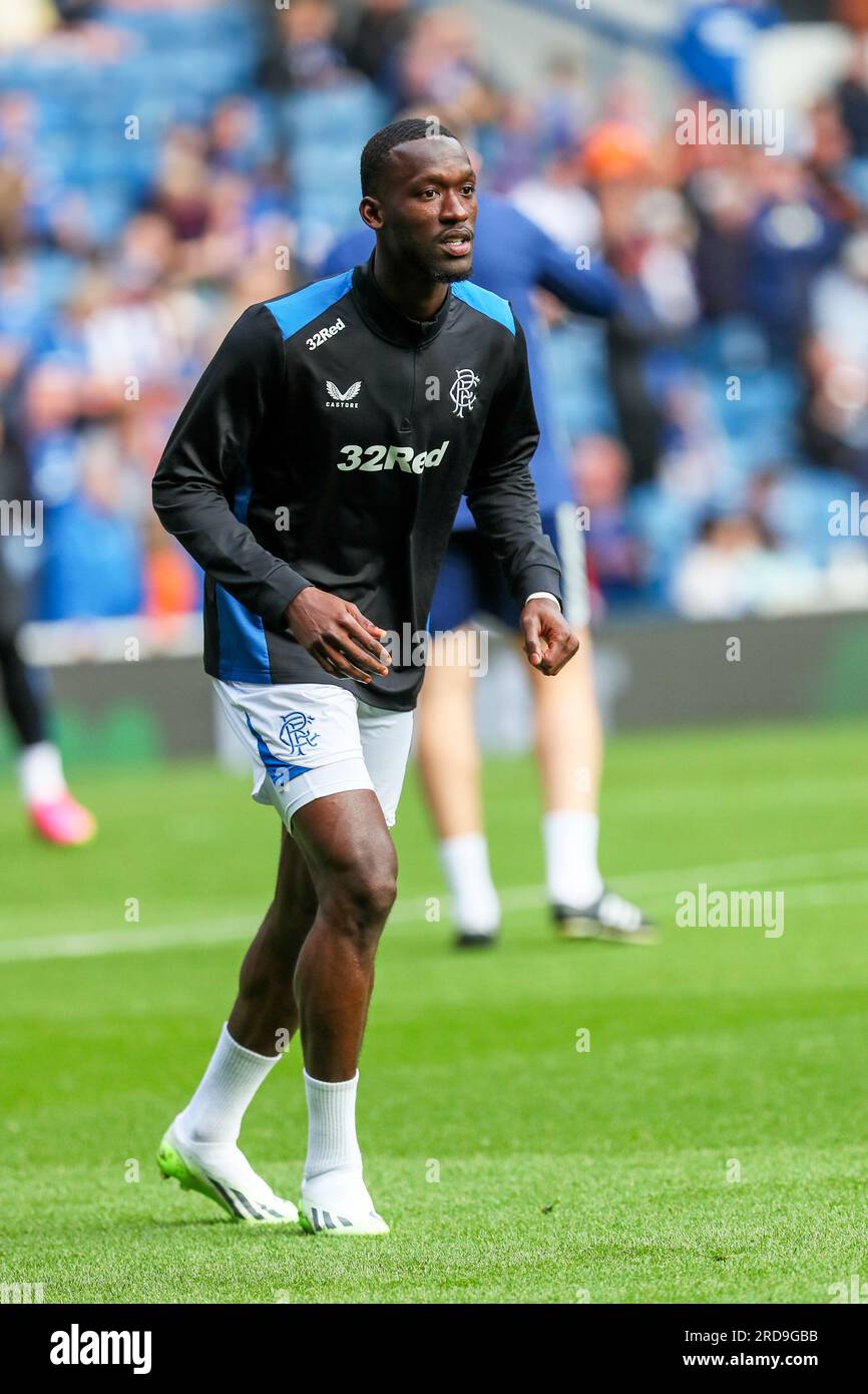 ABDALLAH SIMA, who plays as a defender with Rangers FC, training at Ibrox stadium, Glasgow, Scotland, UK Stock Photo