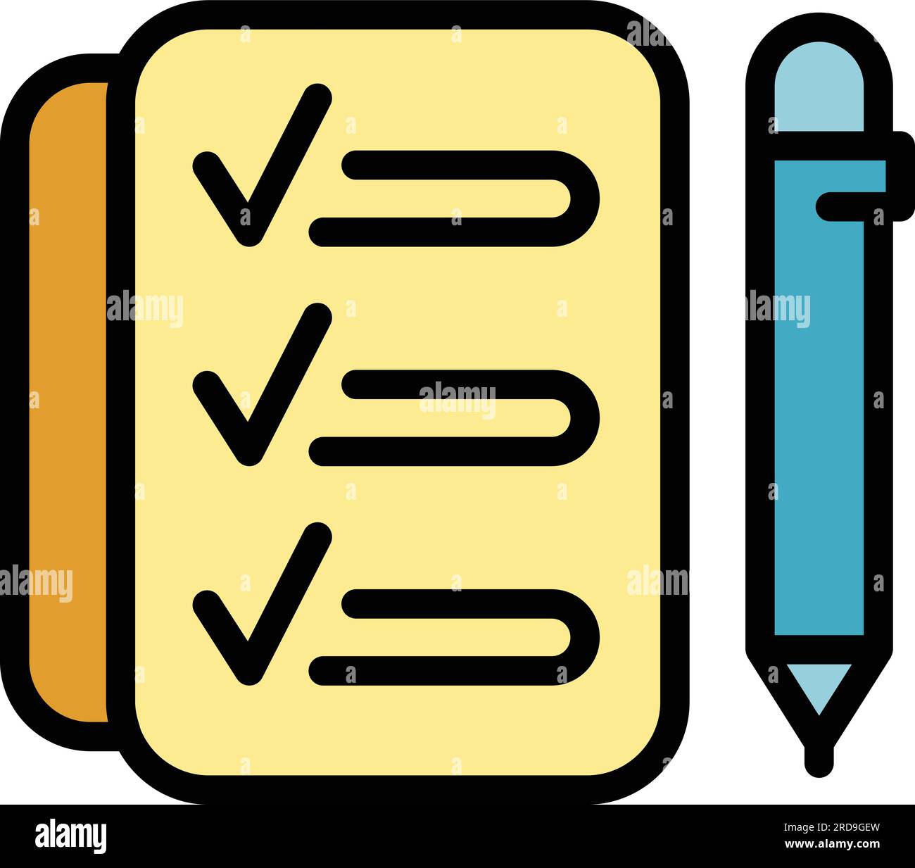 Daily task icon outline vector. Work schedule. Activities list color ...
