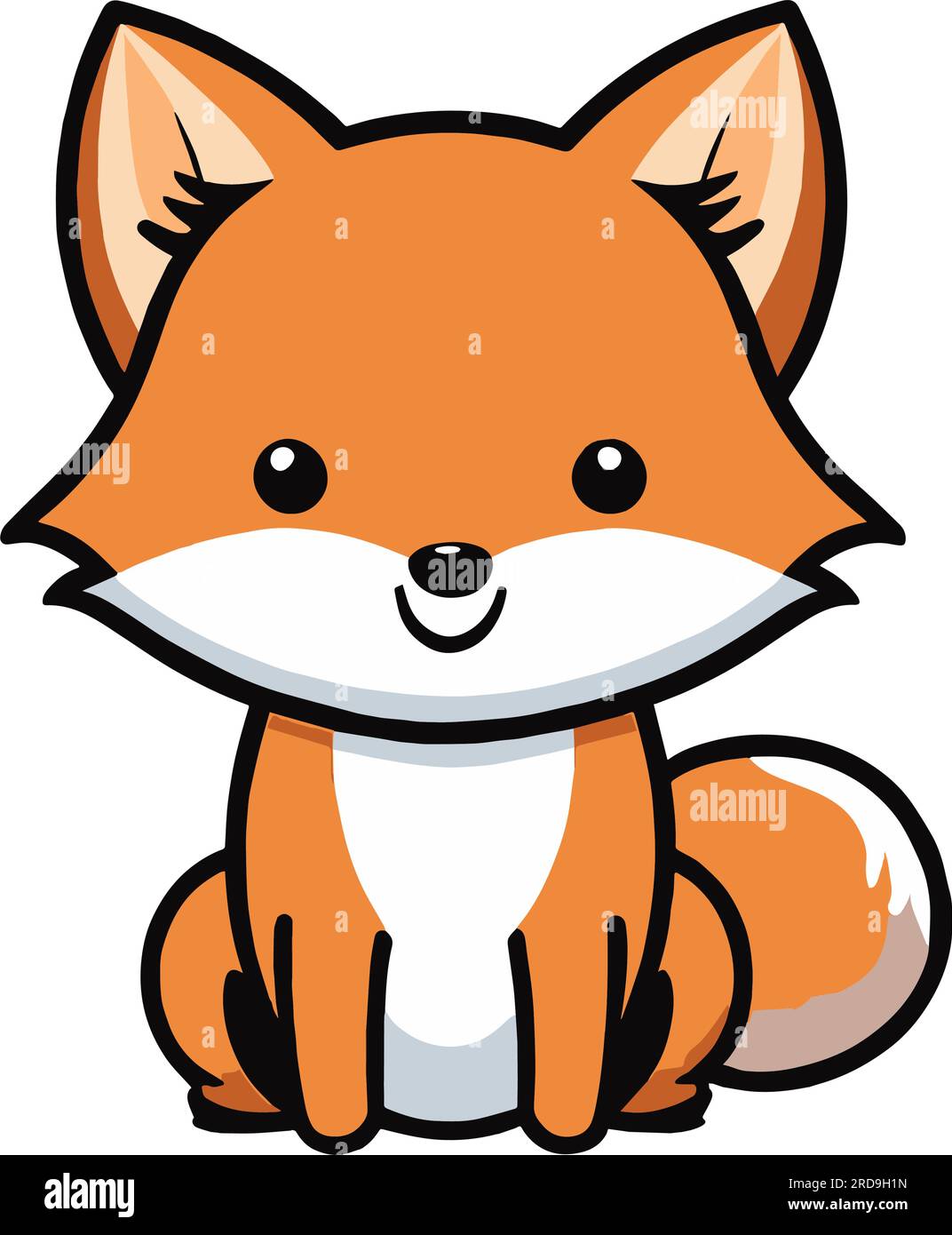 Cute fox isolated on white background. Flat Vector illustration Stock Vector