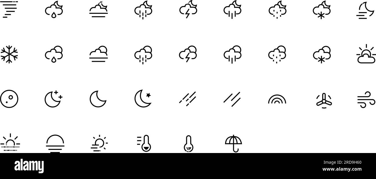 Weather icons. Vector illustration usable for web and mobile. Stock Vector