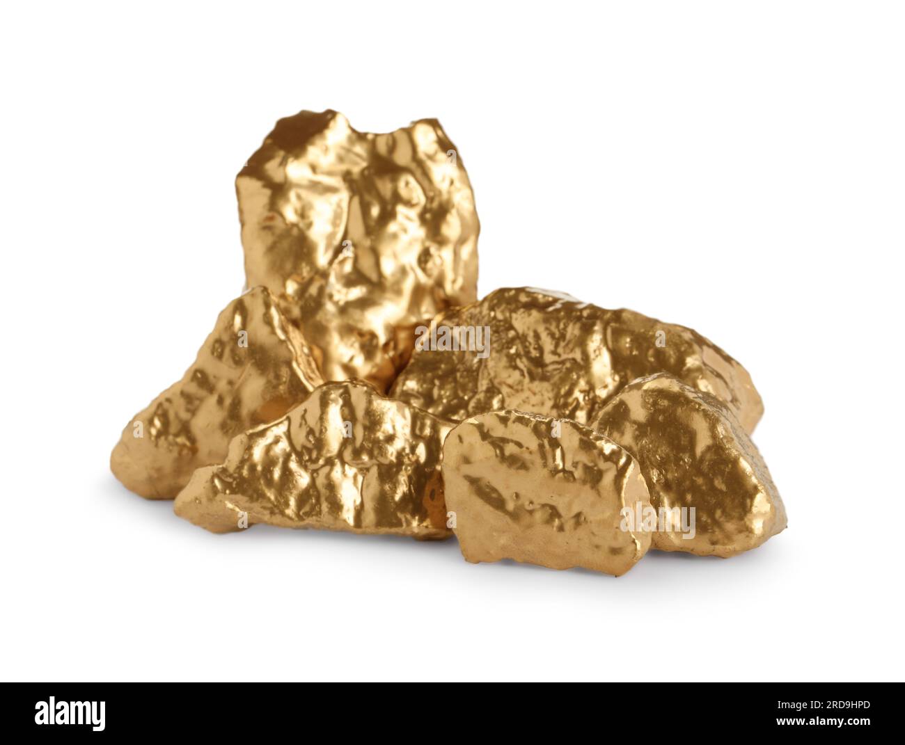 Pile of shiny gold nuggets on white background Stock Photo - Alamy