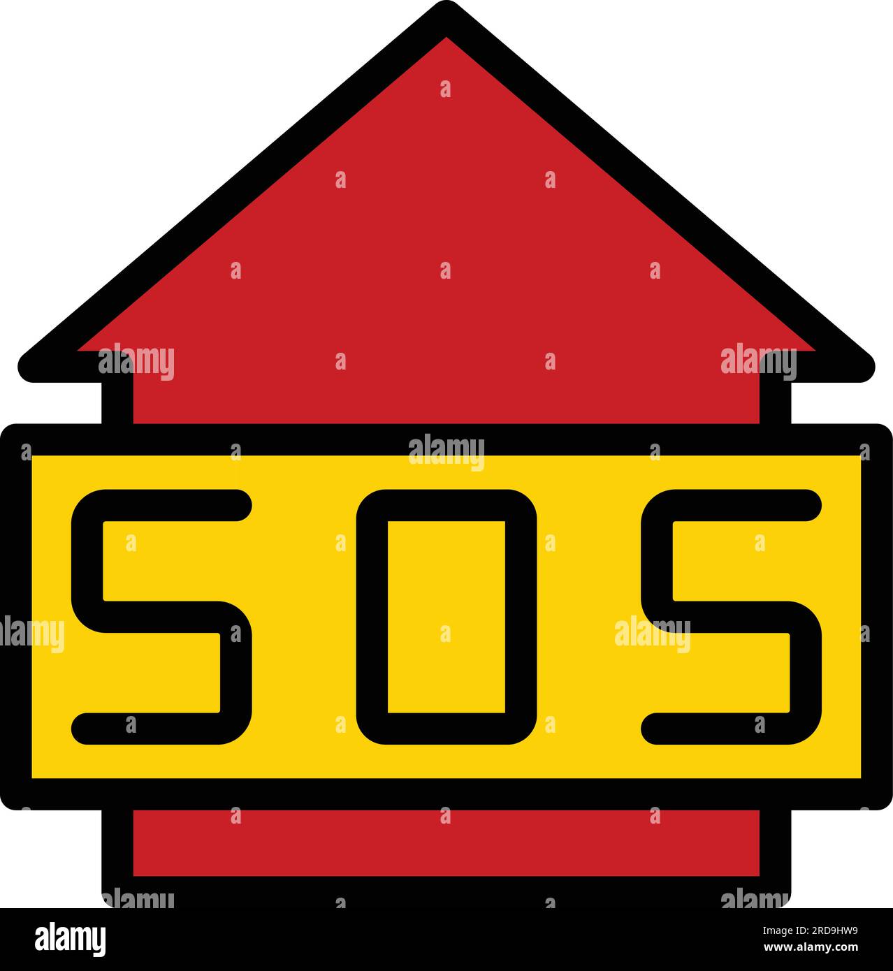 Help destroyed home icon outline vector. Building fire house. Refugee ...