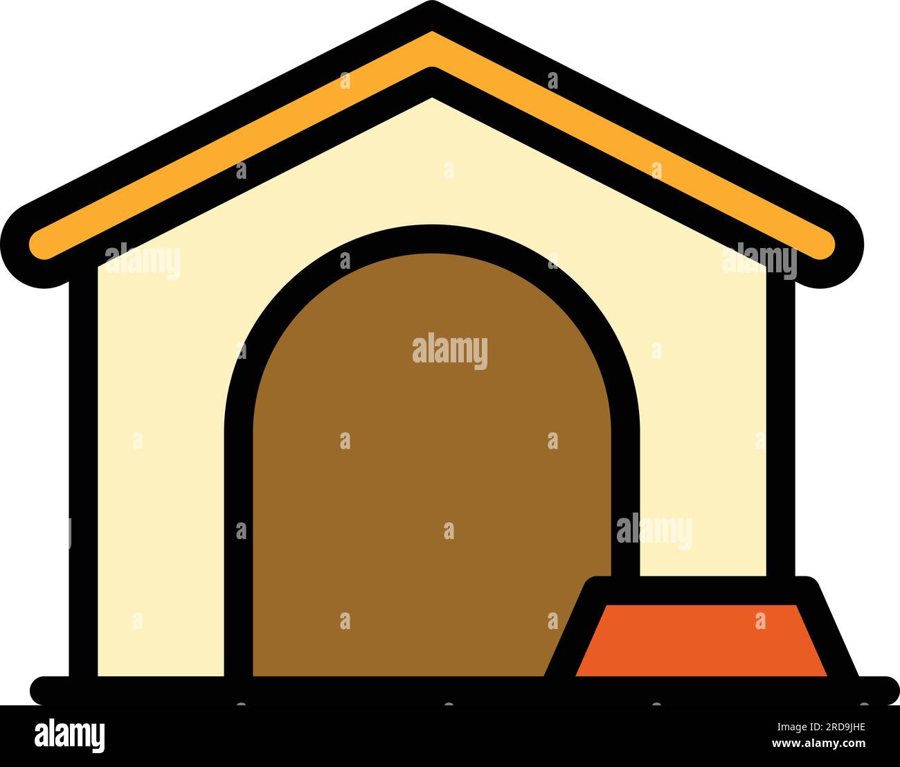 Dog cottage icon outline vector. Pet house. Doghouse kennel color flat