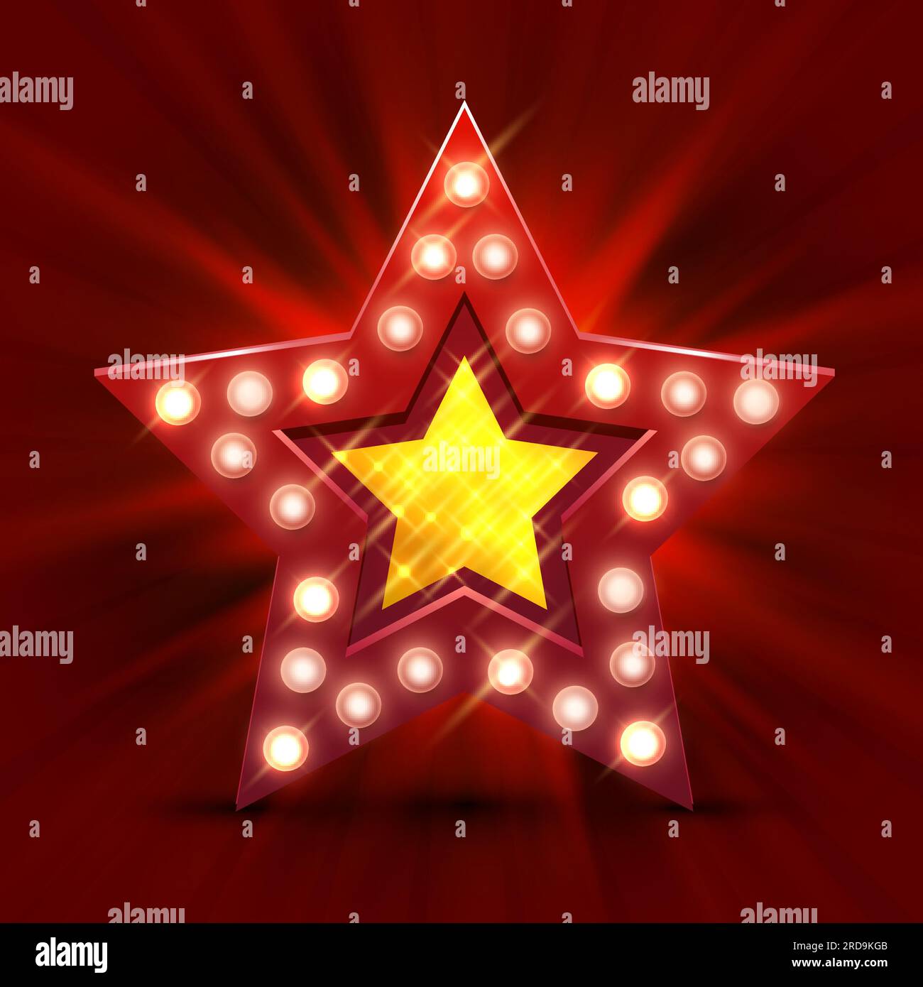 Retro light sign star finest hour. Vintage style banner. Vector