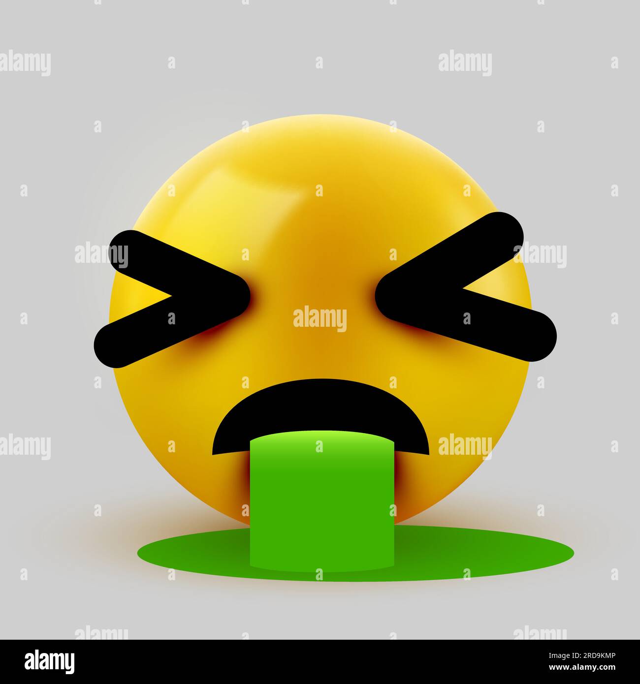 Vomiting emoticon isolated on white background. Vector illustration