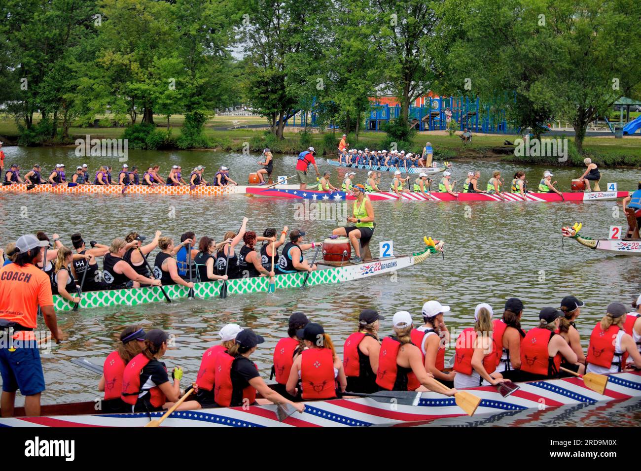 Dragon Boat Racing Cooper river marshaling area Stock Photo Alamy