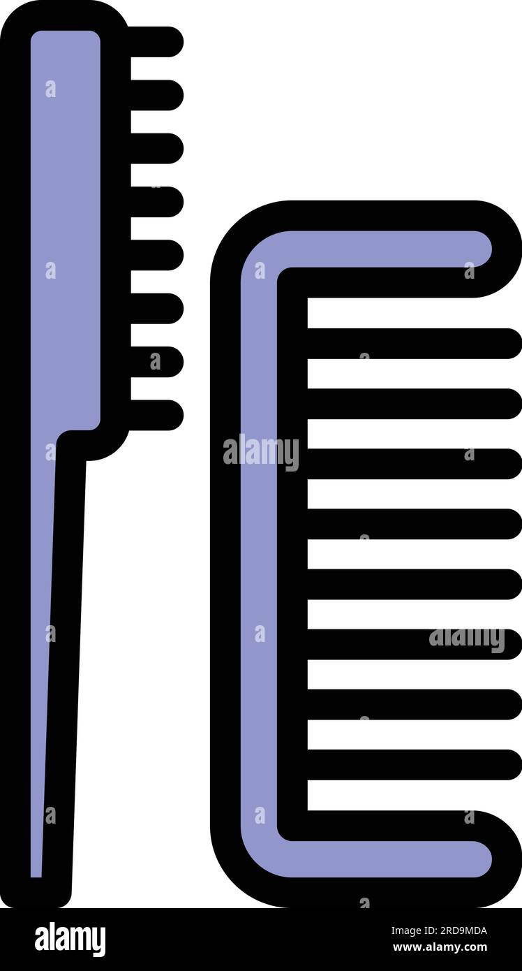 Hair brushes icon outline vector. Comb hairbrush. Haidresser tool color