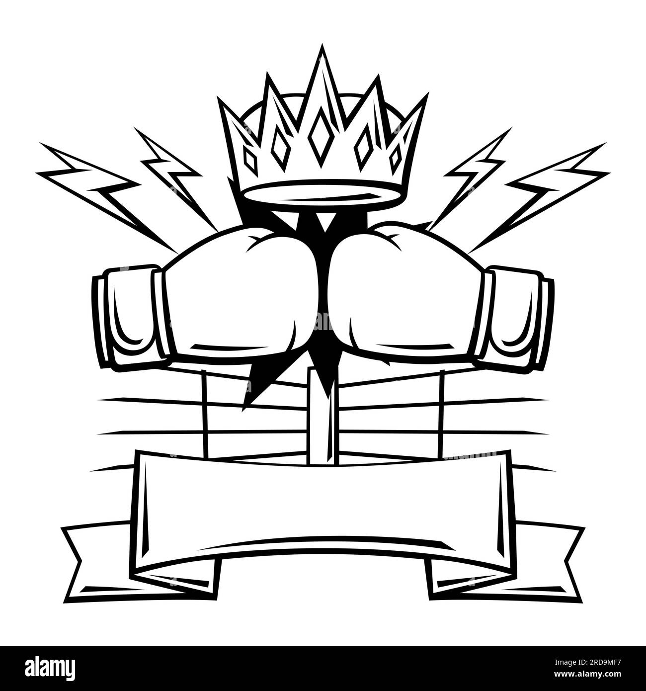 Emblem with boxing gloves. Box club label. Sport illustration in