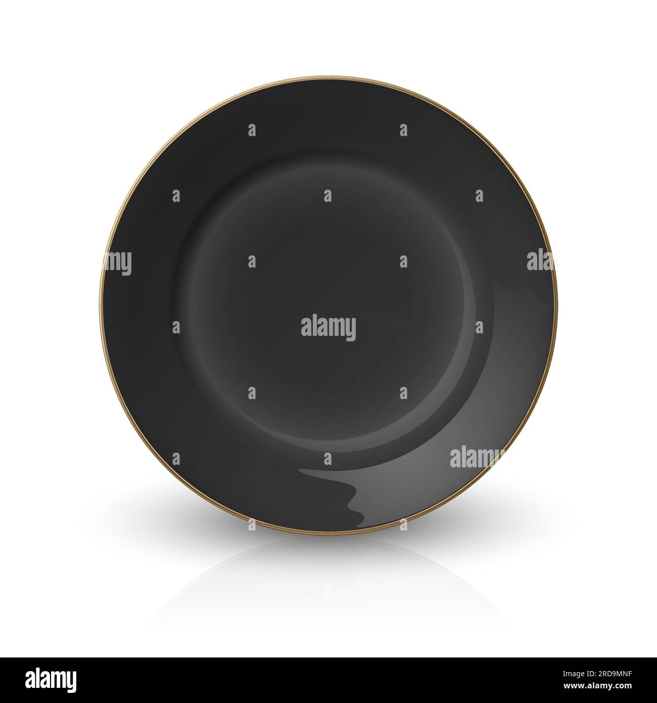 Vector 3d Realistic Black Empty Porcelain, Ceramic Plate Icon Closeup ...