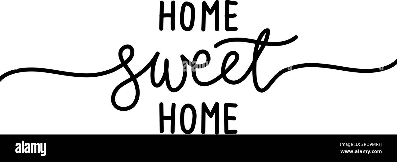 Home Sweet Home - Typography poster. Handmade lettering print. Vector vintage cursive text with my own handwritten. Stock Vector